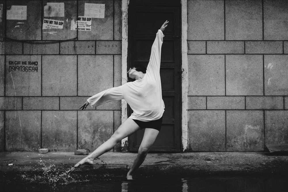 Monochrome outdoor dance photo