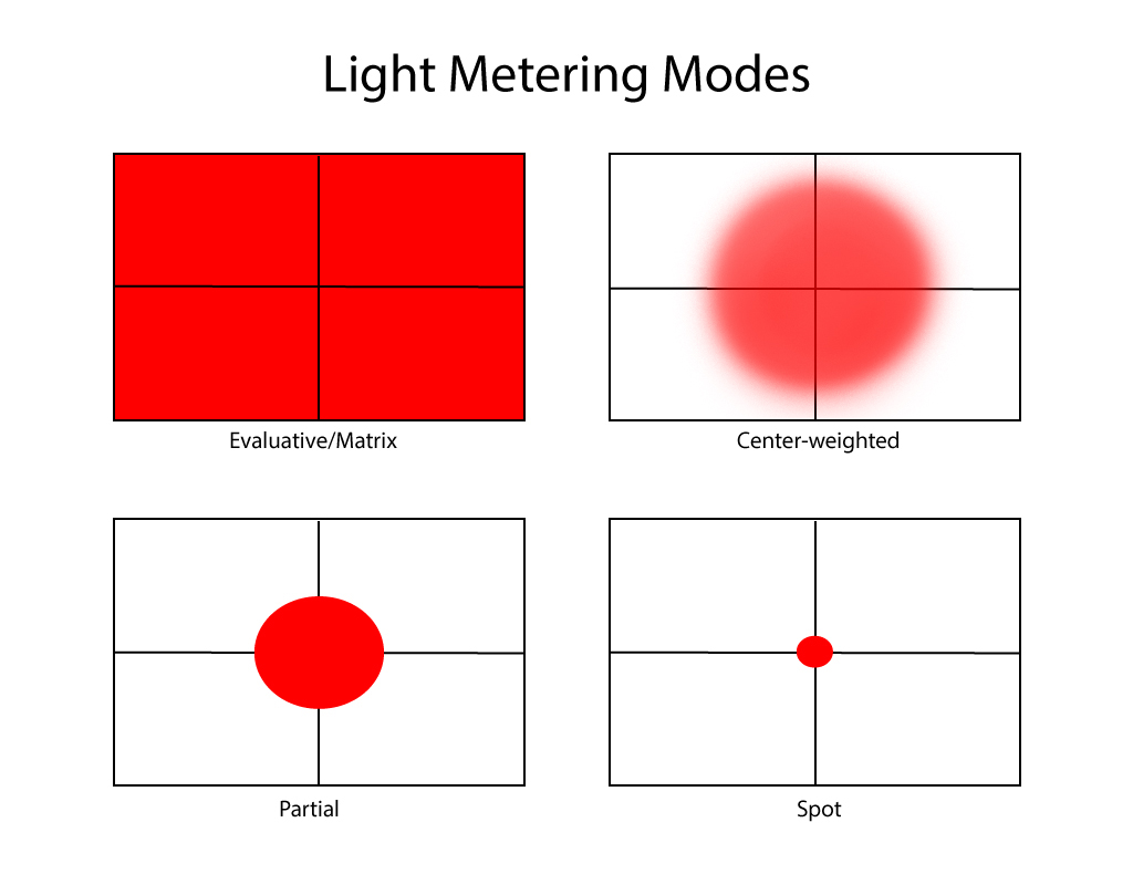 Diagram of metering modes on a camera