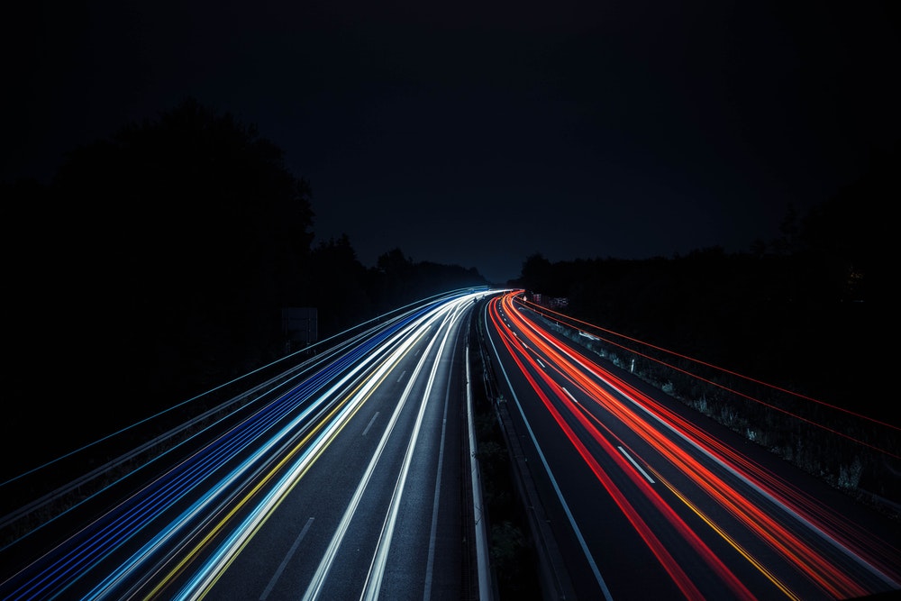 Light trails such as traffic is one of our night photography ideas for beginners