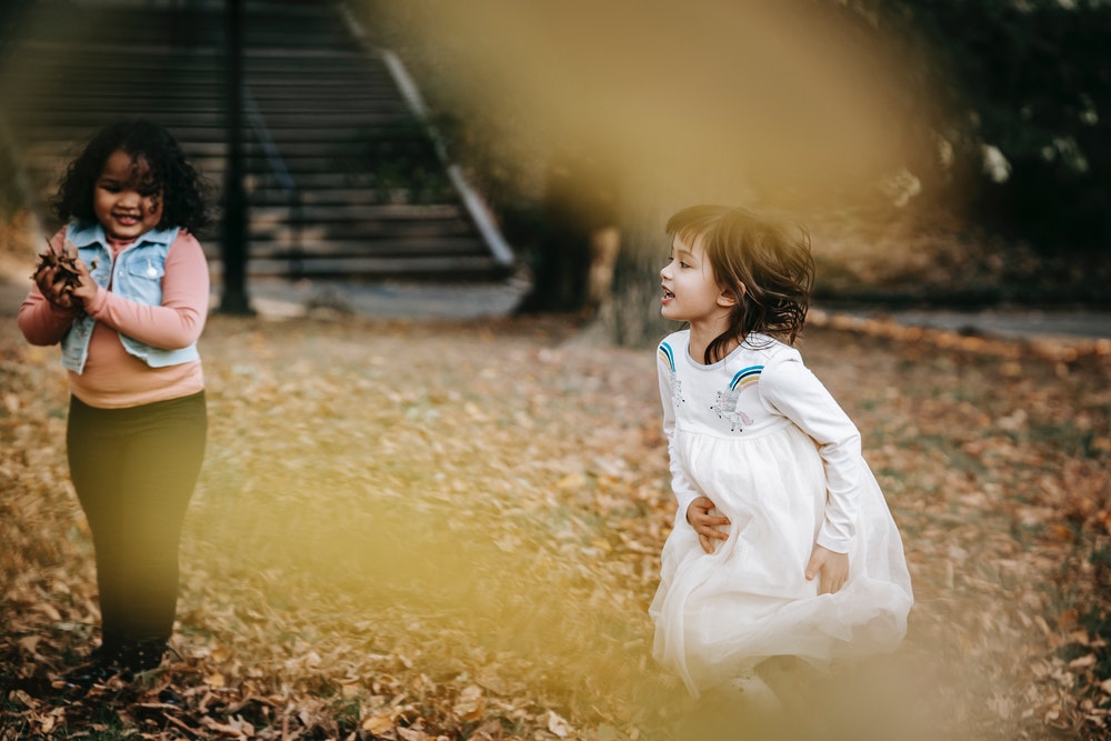 Candid photograph of children playing