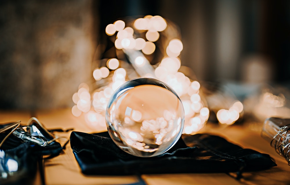 Glass ball and fairy lighting